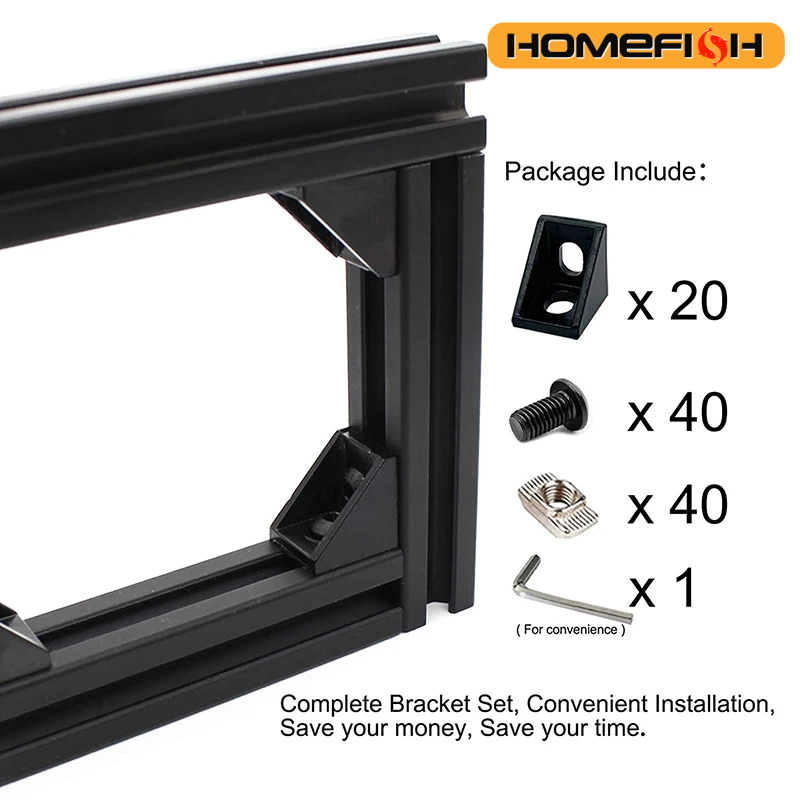 Aluminum T-Slot Profile - 20 zestawów wsporników kątowych, 40 sztuk