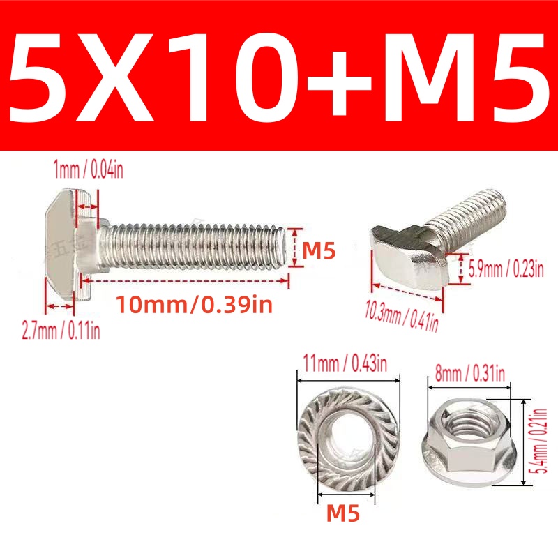 10 Zestawów Śrub T M5 i Nakręt – Aluminum T-Slot Profile recenzja i cena