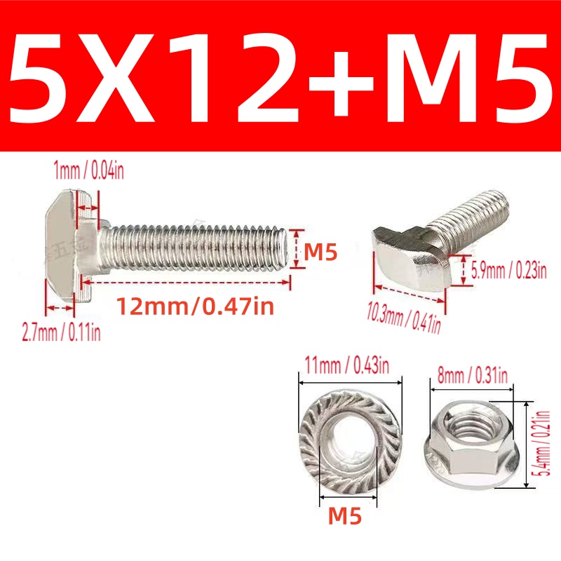 10 Zestawów Śrub T M5 i Nakręt – Aluminum T-Slot Profile recenzja i cena